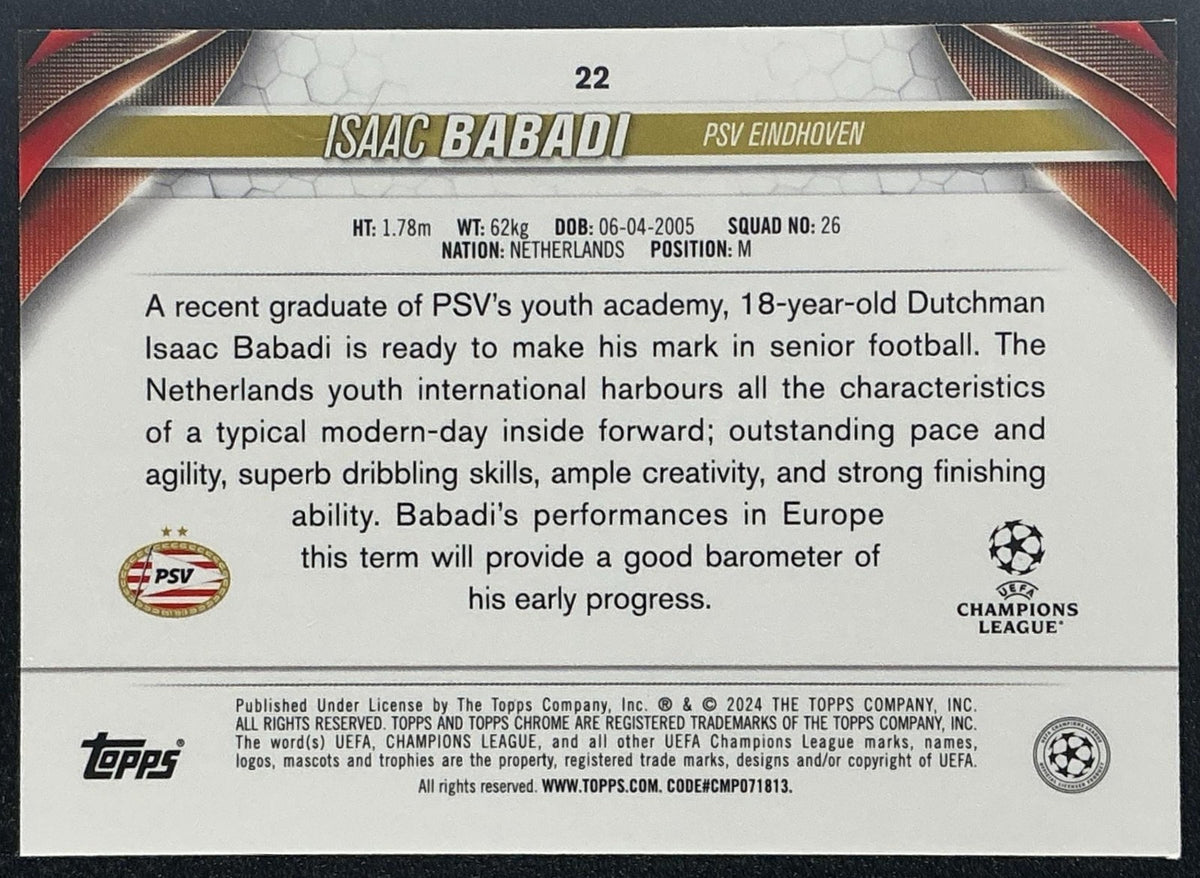 2023 Topps Chrome Isaac Babadi #22 Neon Green Wave Refractor /399 RC