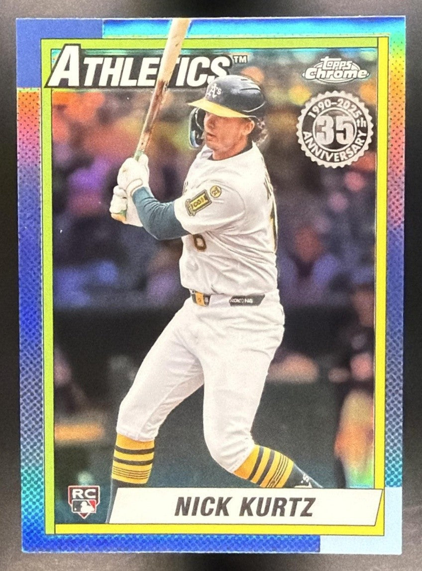 NICK KURTZ 2025 TOPPS CHROME UPDATE #90CU-21 1990 RC ATHLETICS