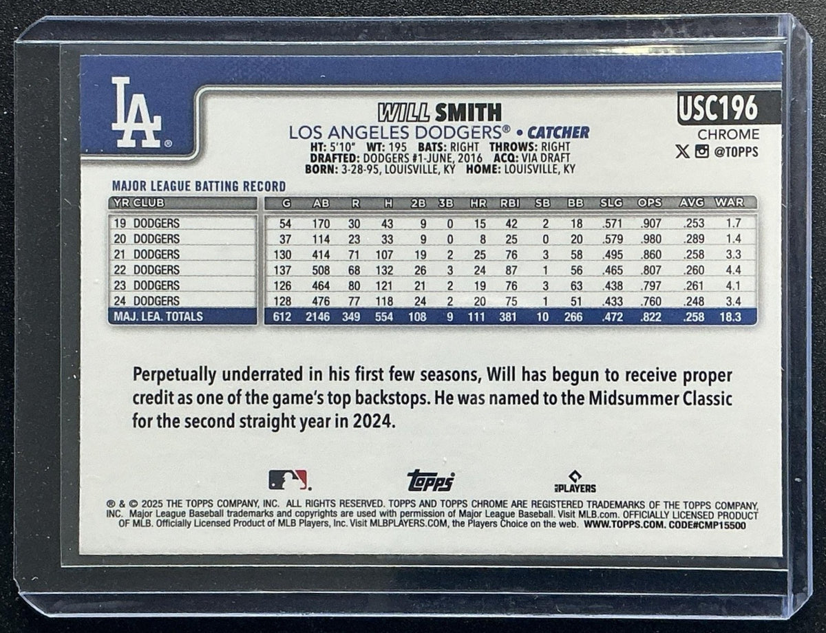 WILL SMITH 2025 TOPPS CHROME UPDATE #USC196 GEOMETRIC REFRACTOR DODGERS