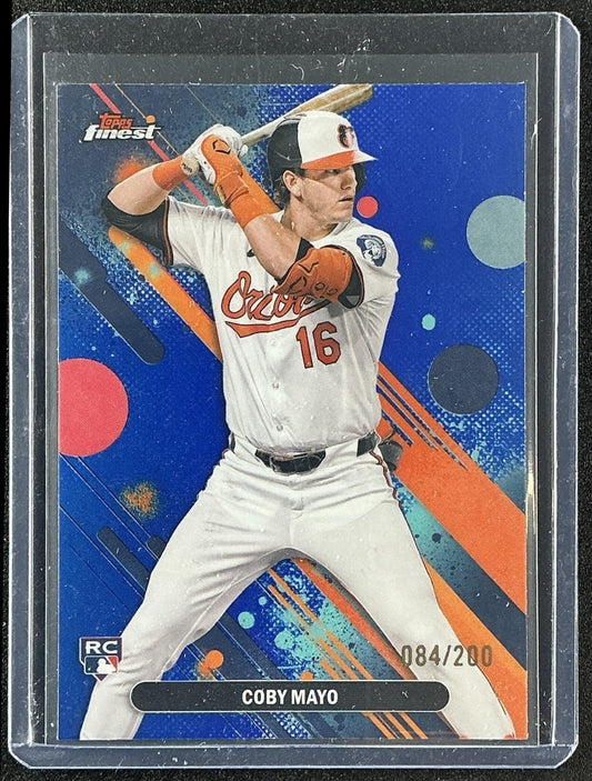 COBY MAYO 2025 TOPPS FINEST #26 COMMON BLUE REFRACTOR 84/200 RC ORIOLES