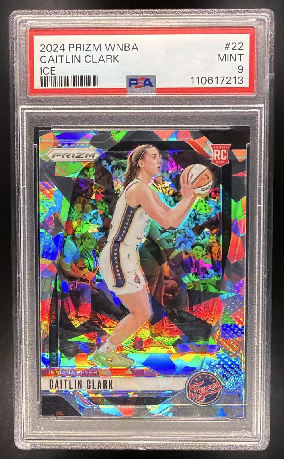 CAITLIN CLARK 2024 PANINI WNBA PRIZM #22 ICE RC FEVER PSA 9