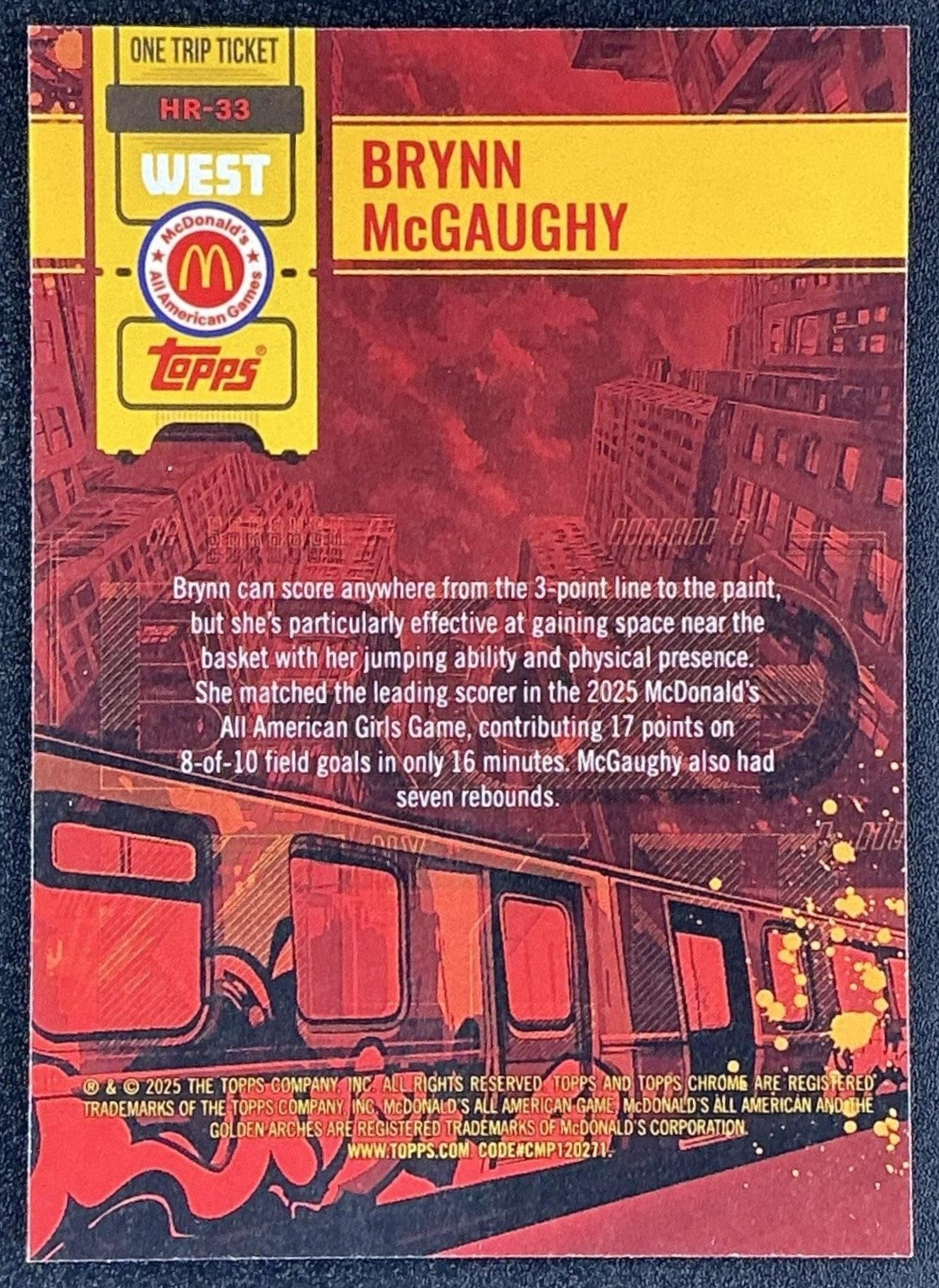 BRYNN MCGAUGHY 2025 TOPPS CHROME MCDONALD'S ALL-AMERICAN #HR-33 HIGH RISES
