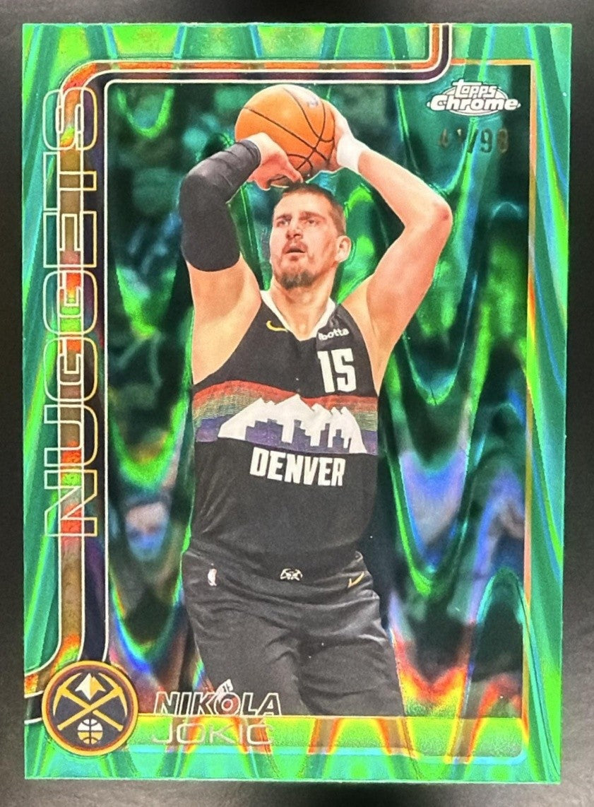 2025 Topps Chrome Update Nikola Jokic #12 Green Ray Wave Refractor /99