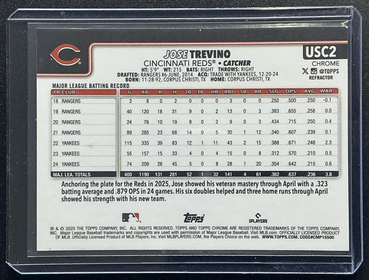 JOSE TREVINO 2025 TOPPS CHROME UPDATE #USC2 REFRACTOR REDS