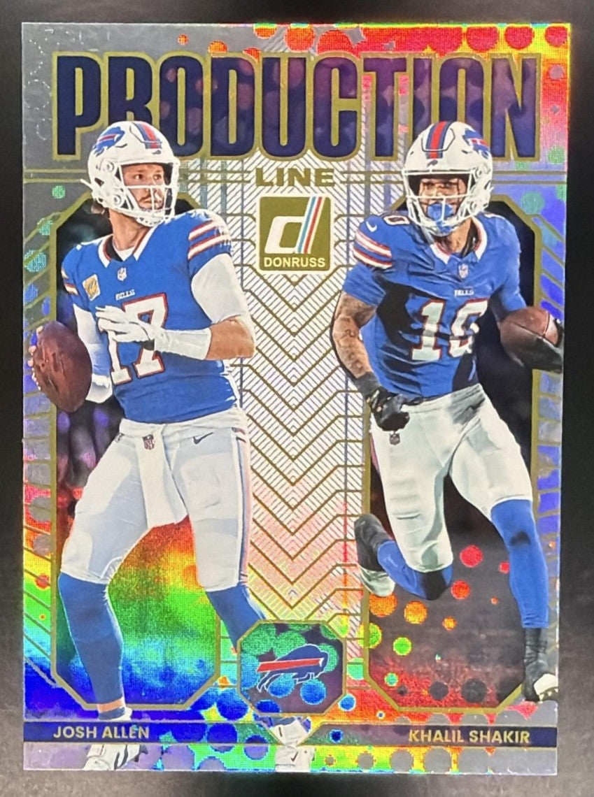 JOSH ALLEN KHALIL SHAKIR 2025 PANINI DONRUSS #6 PRODUCTION LINE BILLS