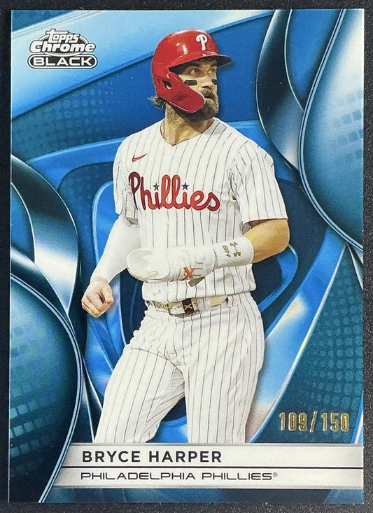 BRYCE HARPER 2025 TOPPS CHROME BLACK #2 BLUE REFRACTOR 109/150 PHILLIES