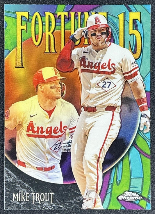 MIKE TROUT 2025 TOPPS CHROME UPDATE #F15-3 FORTUNE 15 ANGELS