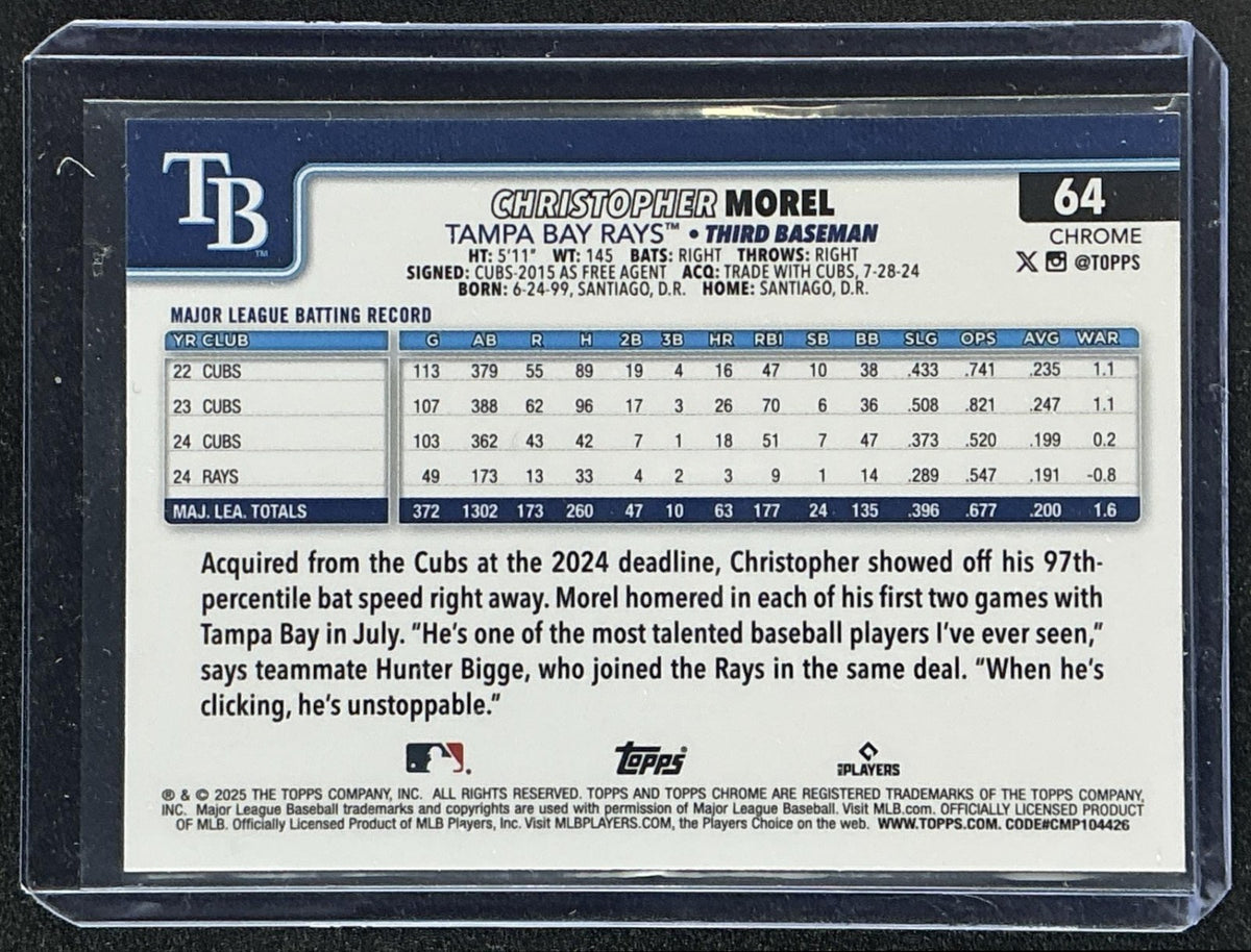 CHRISTOPHER MOREL 2025 TOPPS CHROME #64 TEAL REFRACTOR 1/299 RAYS