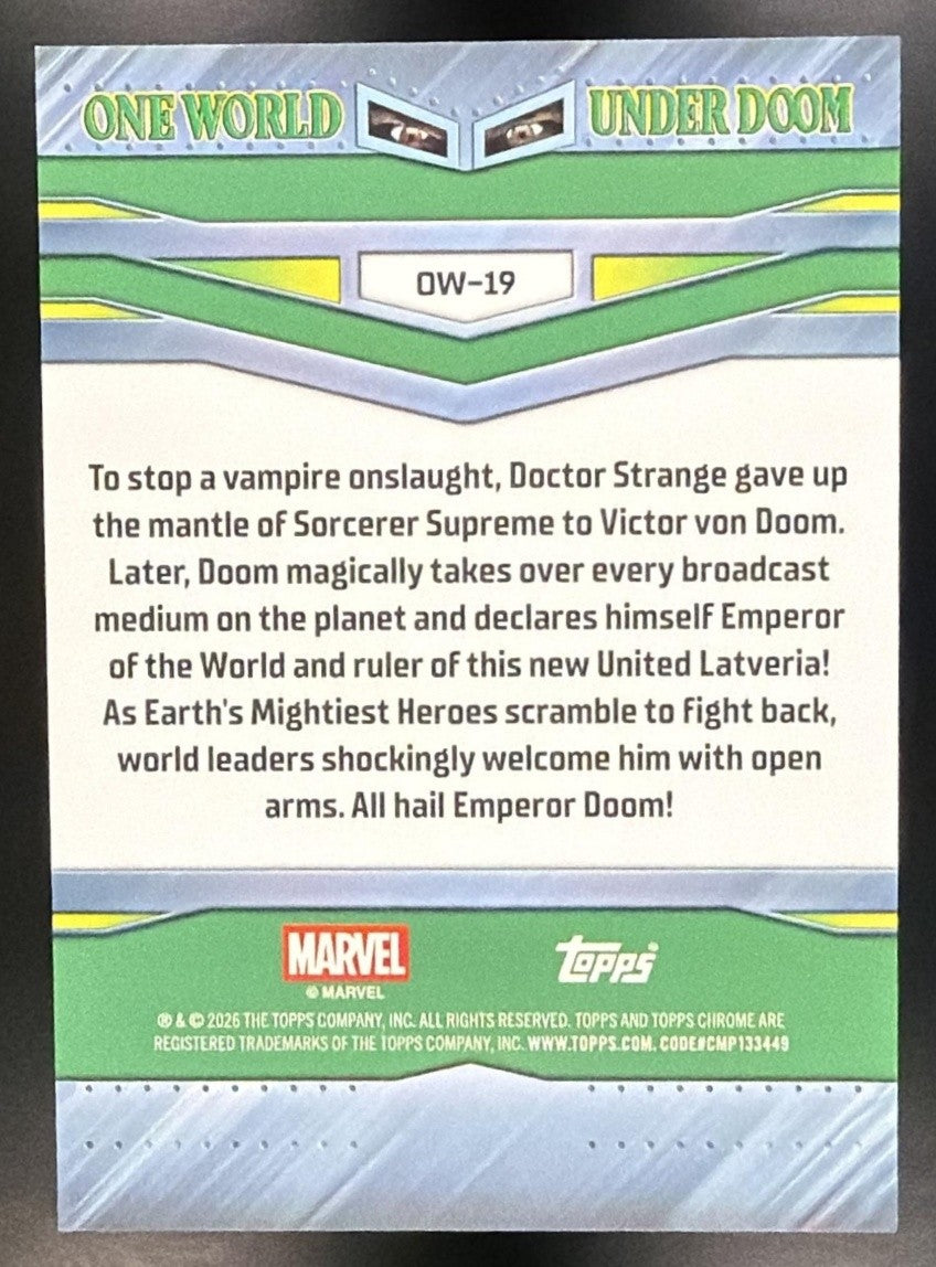 ONE WORLD UNDER DOOM #19 2026 TOPPS CHROME MARVEL COMICS #OW-19