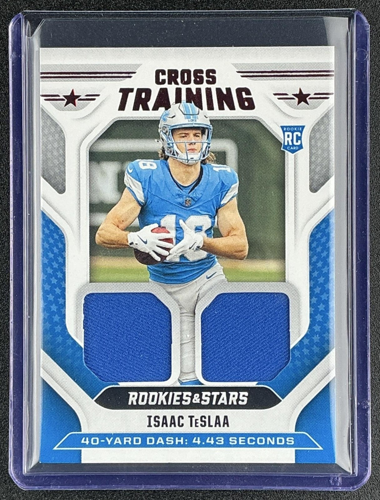 ISAAC TESLAA 2025 PANINI ROOKIES & STARS #CT-ITA CROSS TRAINING MEM RC LIONS