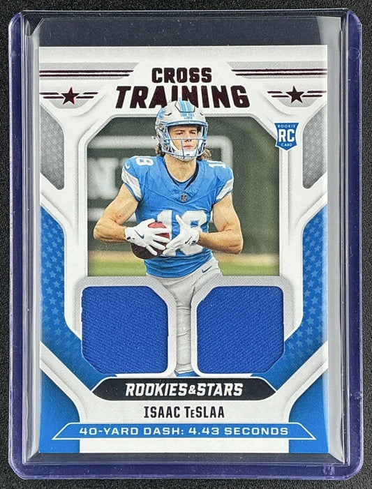 ISAAC TESLAA 2025 PANINI ROOKIES & STARS #CT-ITA CROSS TRAINING MEM RC LIONS