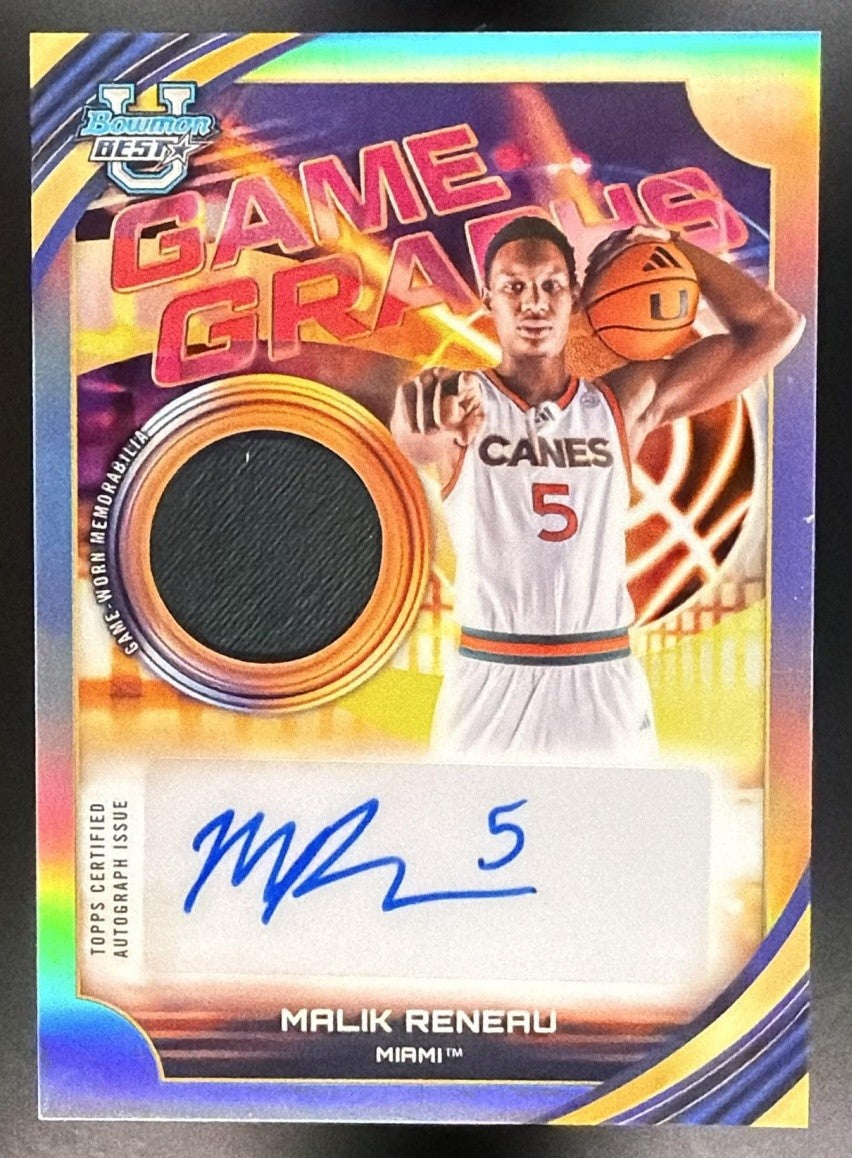 2025 Bowman Best University Malik Reneau #GG-MR Game Graphs MEM Auto