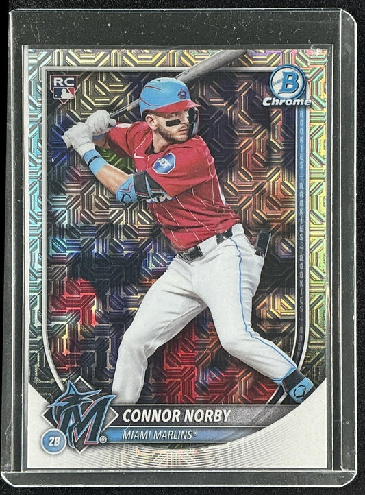 CONNOR NORBY 2025 BOWMAN #46 MEGA BOX REFRACTOR RC MARLINS