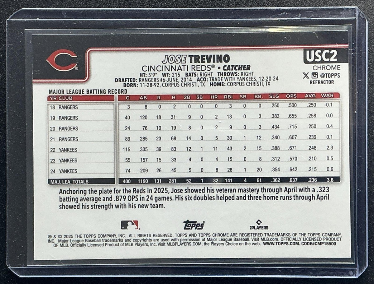 JOSE TREVINO 2025 TOPPS CHROME UPDATE #USC2 REFRACTOR REDS