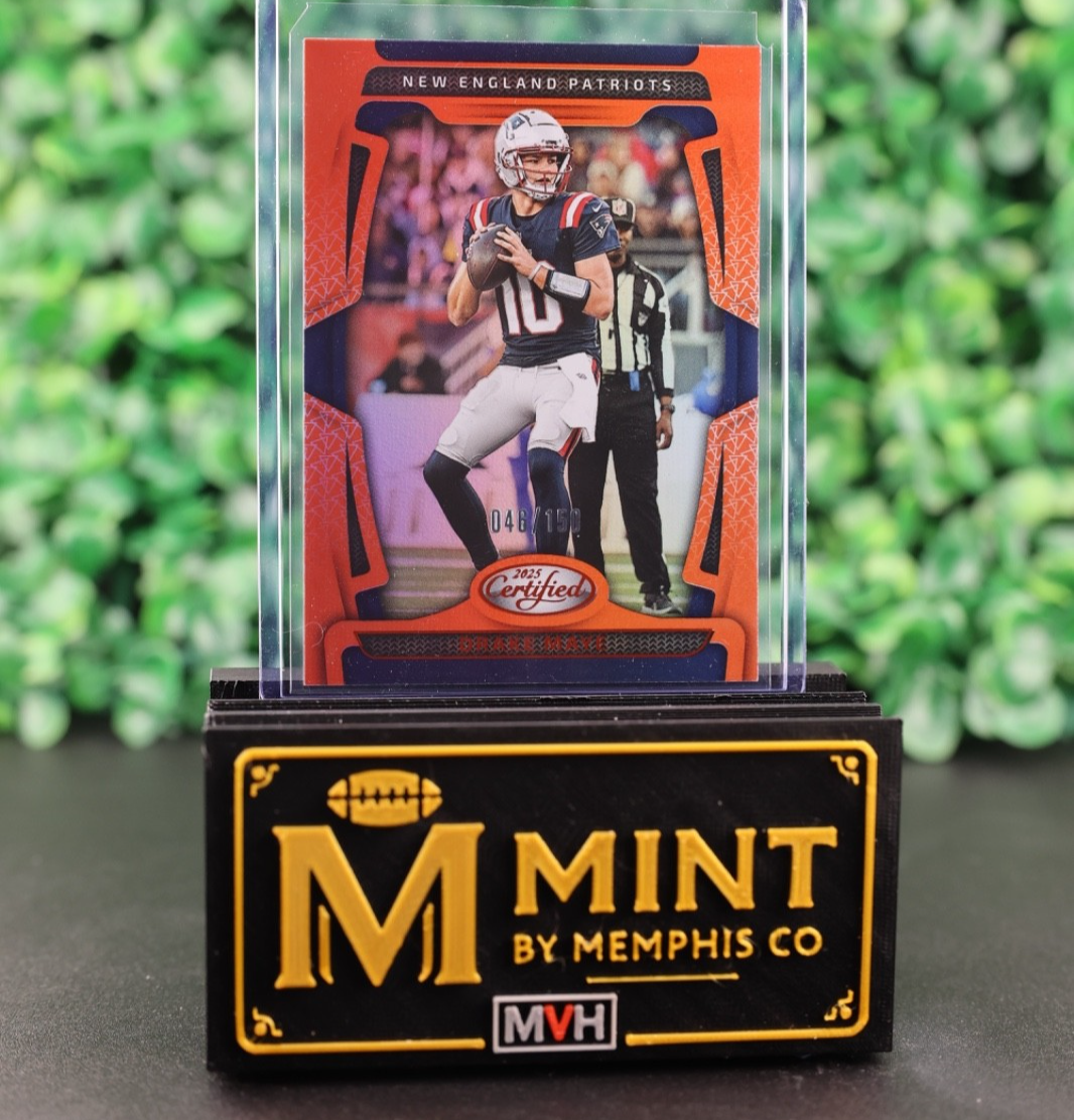 DRAKE MAYE 2025 PANINI CERTIFIED MIRROR ORANGE /150 PATRIOTS