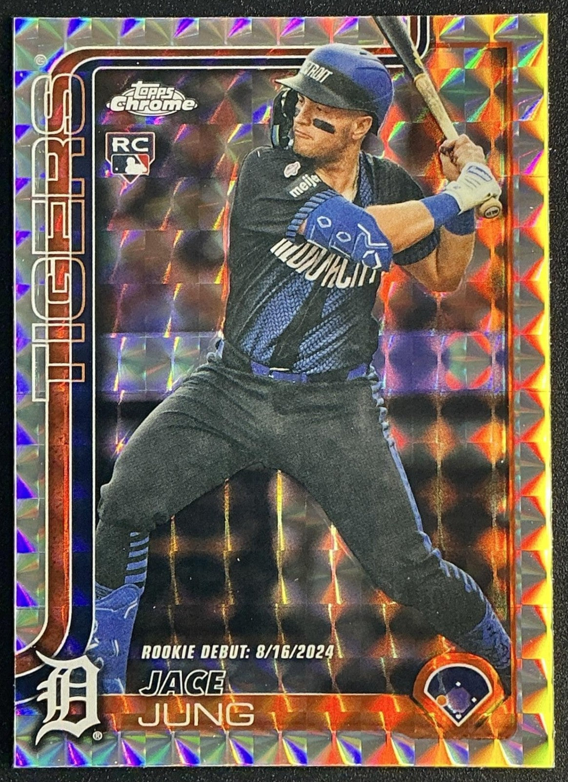 JACE JUNG 2025 TOPPS CHROME UPDATE #USC121 GEOMETRIC REFRACTOR RC TIGERS