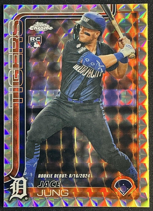 JACE JUNG 2025 TOPPS CHROME UPDATE #USC121 GEOMETRIC REFRACTOR RC TIGERS