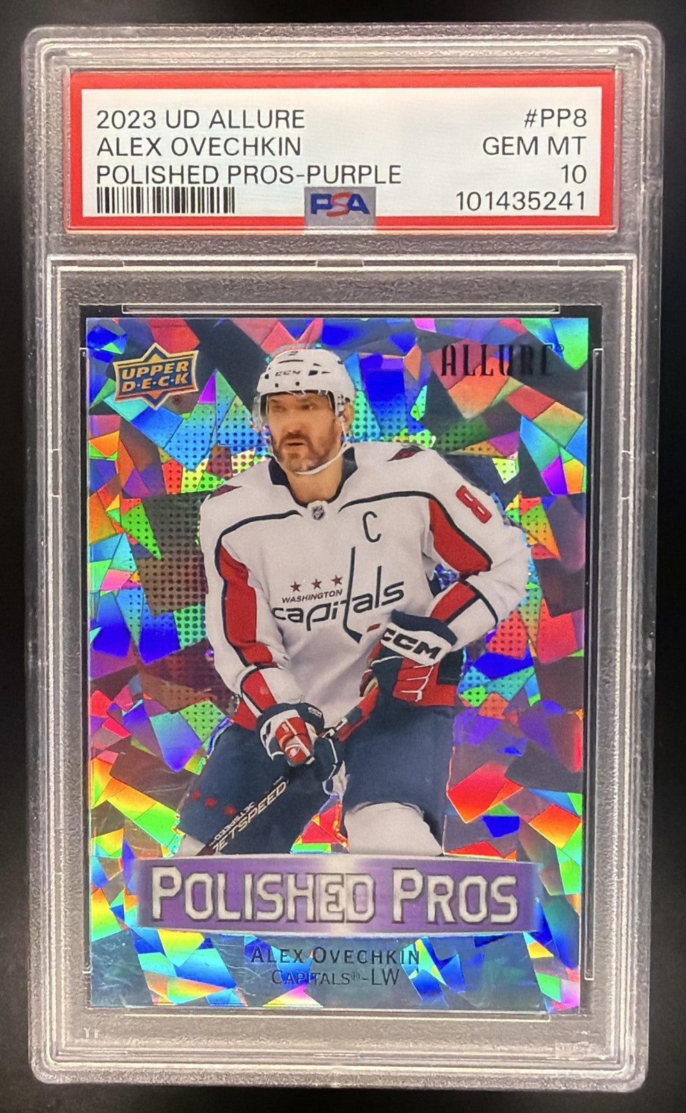 2023 Upper Deck Allure Alex Ovechkin #PP-8 Polished Pros Purple /10 PSA 10 POP 2