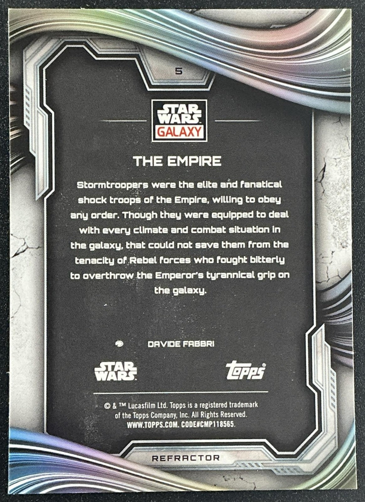 THE EMPIRE 2025 TOPPS CHROME STAR WARS GALAXY #5 REFRACTOR