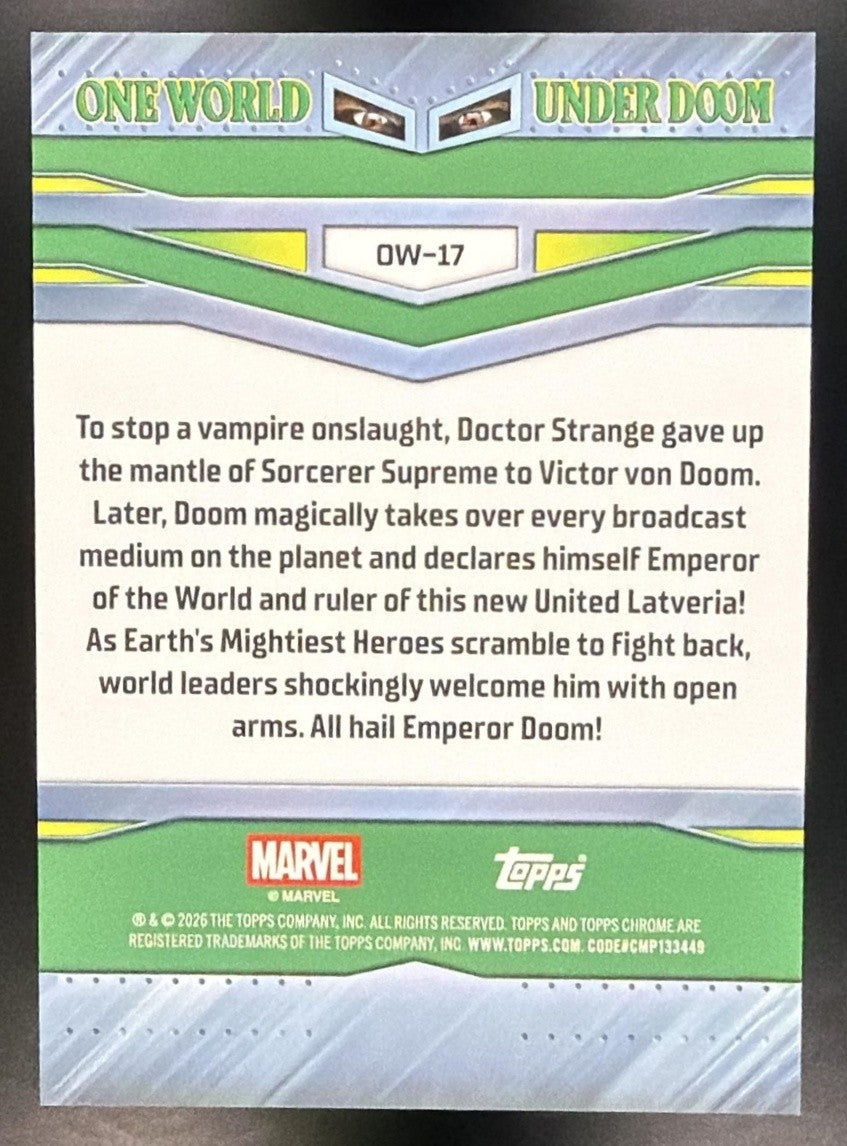 ONE WORLD UNDER DOOM #17 2026 TOPPS CHROME MARVEL COMICS #OW-17