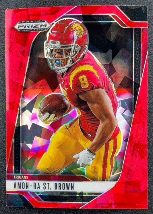 AMON-RA ST. BROWN 2025 PANINI PRIZM DRAFT PICKS #199 RED ICE TROJANS