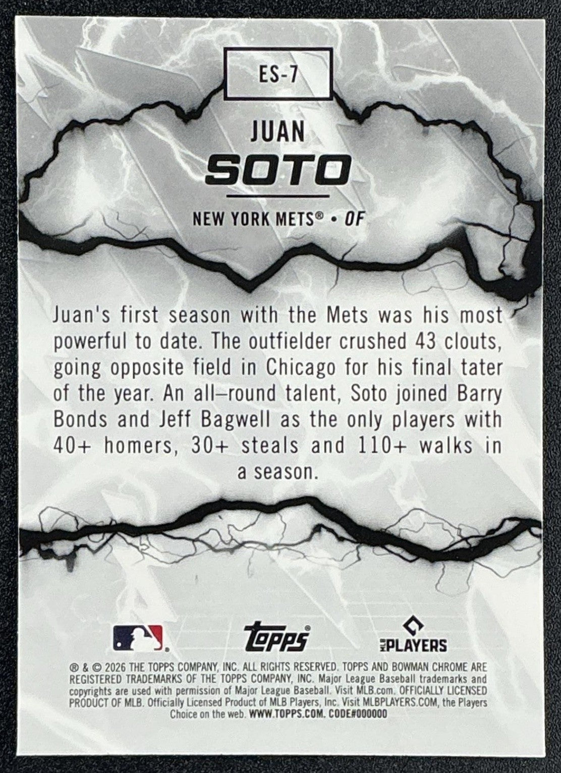 JUAN SOTO 2026 BOWMAN #ES-7 ELECTRIC SLUGGERS CHROME METS