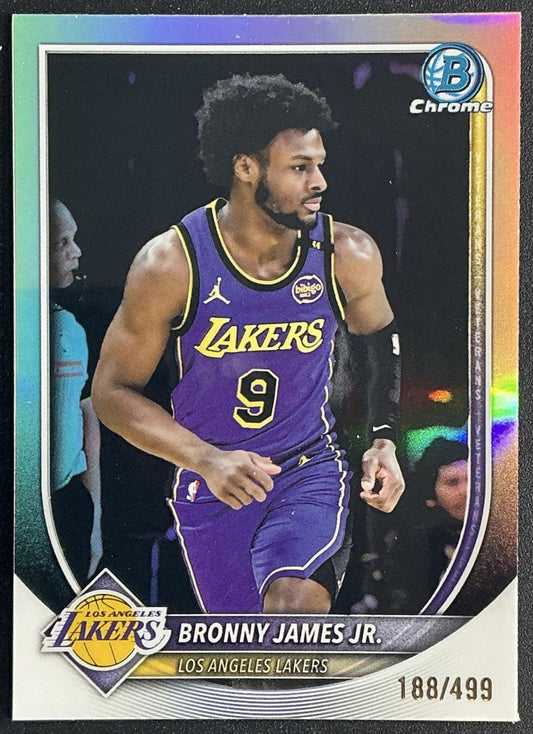 BRONNY JAMES JR. 2025-26 BOWMAN #BCV-122 CHROME REFRACTOR 188/499 LAKERS