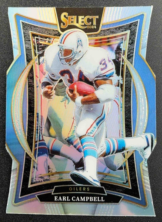 EARL CAMPBELL 2024 PANINI SELECT #54 CONCOURSE SILVER PRIZM DIE-CUT