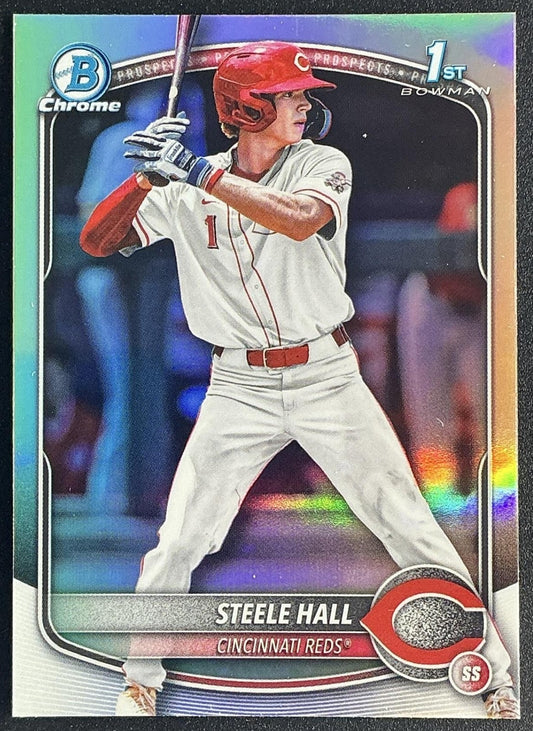 STEELE HALL 2025 BOWMAN DRAFT #BDC-20 CHROME REFRACTOR 1ST PROSPECT REDS