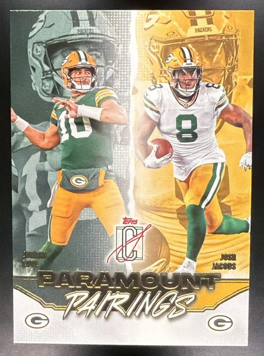 2025 Topps Signature Class Josh Jacobs Jordan Love #PP-20 Paramount Pairings