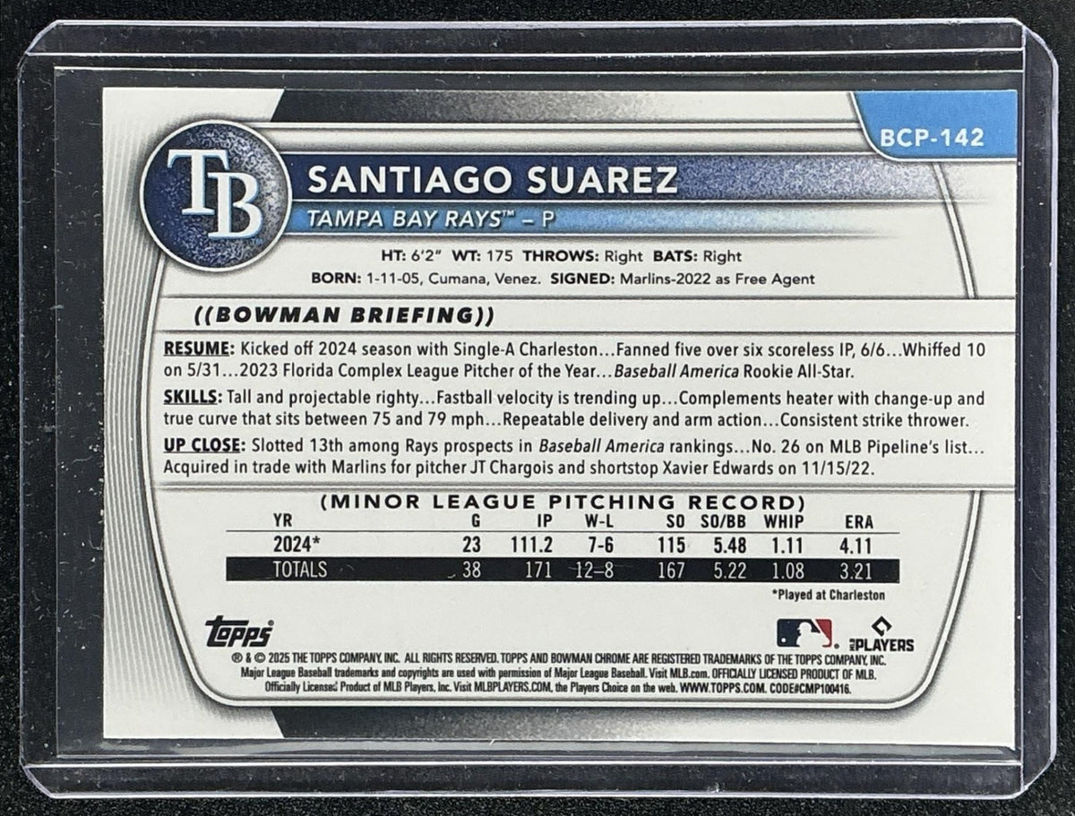 2025 Bowman Santiago Suarez #BCP-142 Chrome Lava Refractor /399 1st Prospect