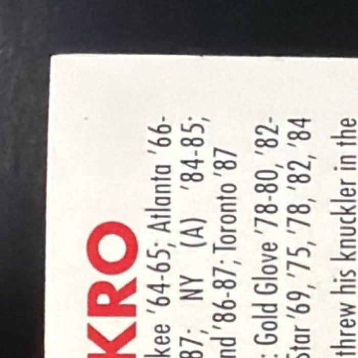 PHIL NIEKRO 1992 SPORTFLICS KELLOGG'S CORN FLAKES ALL STARS #6 - BRAVES