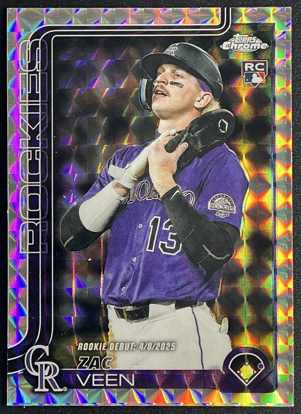 ZAC VEEN 2025 TOPPS CHROME UPDATE #USC186 GEOMETRIC REFRACTOR RC ROCKIES