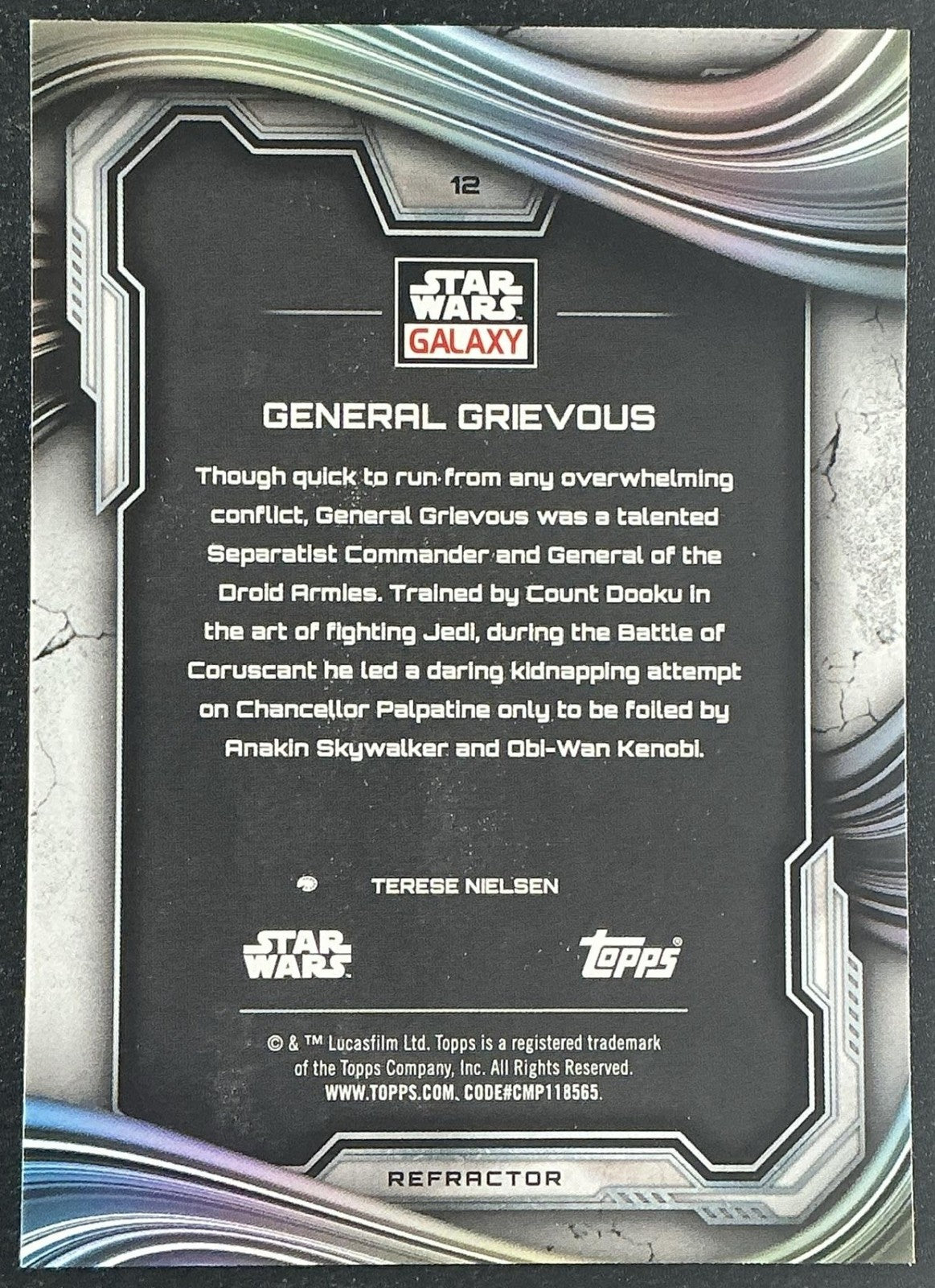 GENERAL GRIEVOUS 2025 TOPPS CHROME STAR WARS GALAXY #12 REFRACTOR