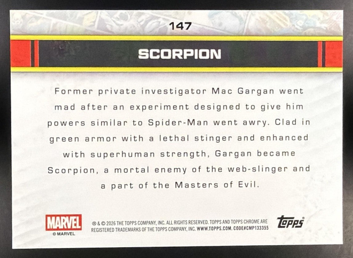 SCORPION 2026 TOPPS CHROME MARVEL COMICS #147 REFRACTOR