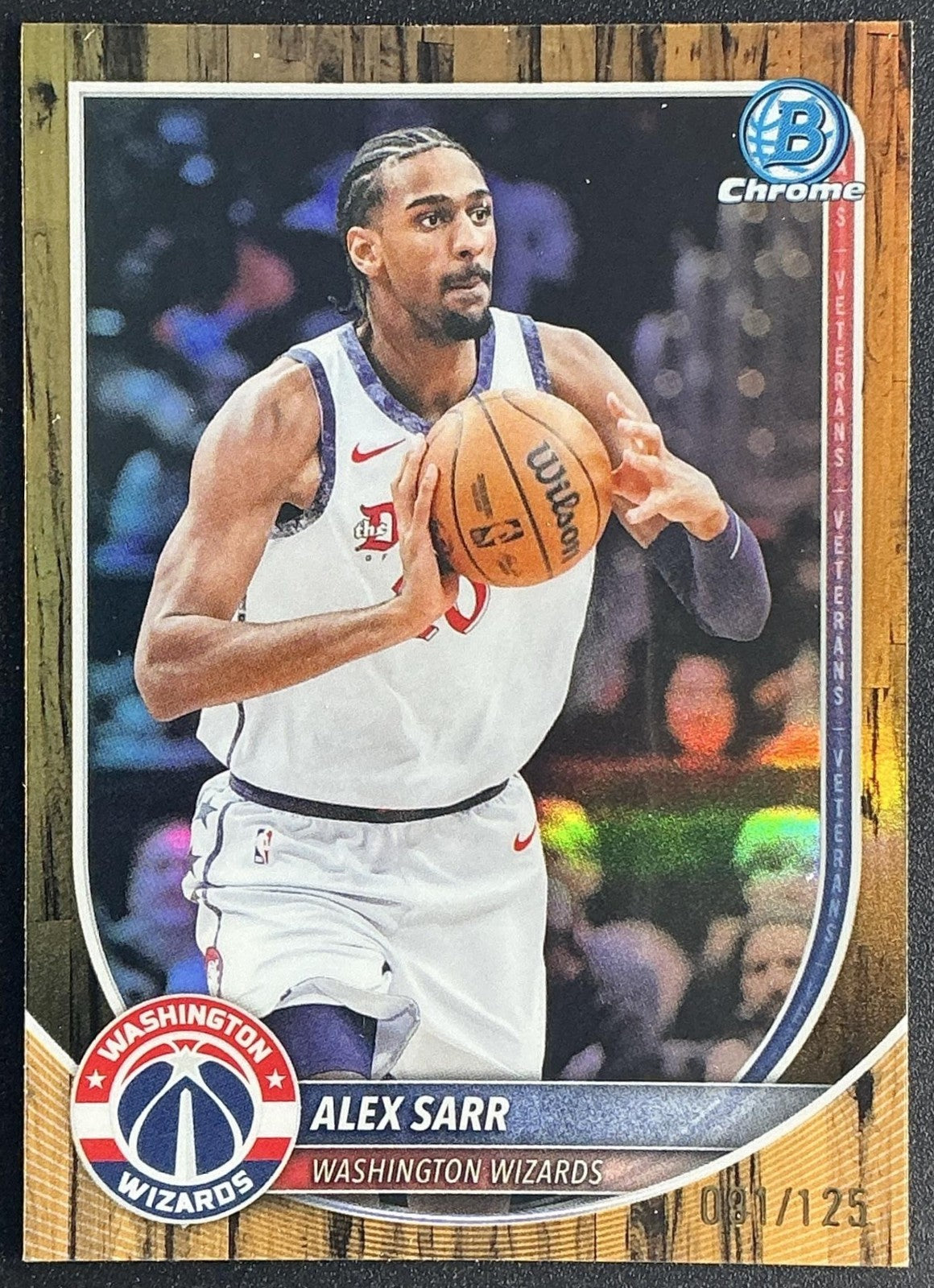 ALEX SARR 2025-26 BOWMAN #BCV-99 CHROME FLOORBOARD REFRACTOR 91/125 WIZARDS