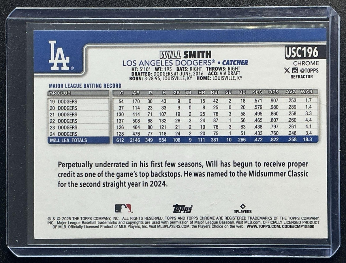 WILL SMITH 2025 TOPPS CHROME UPDATE #USC196 REFRACTOR DODGERS