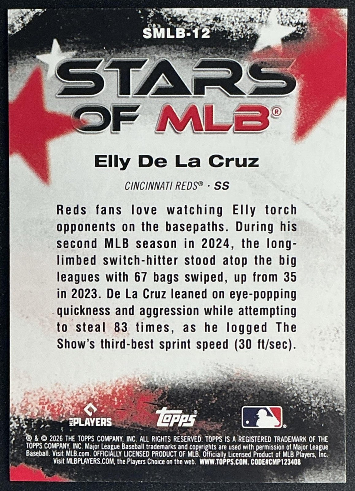 ELLY DE LA CRUZ 2026 TOPPS SERIES 1 #SMLB-12 STARS OF MLB REDS