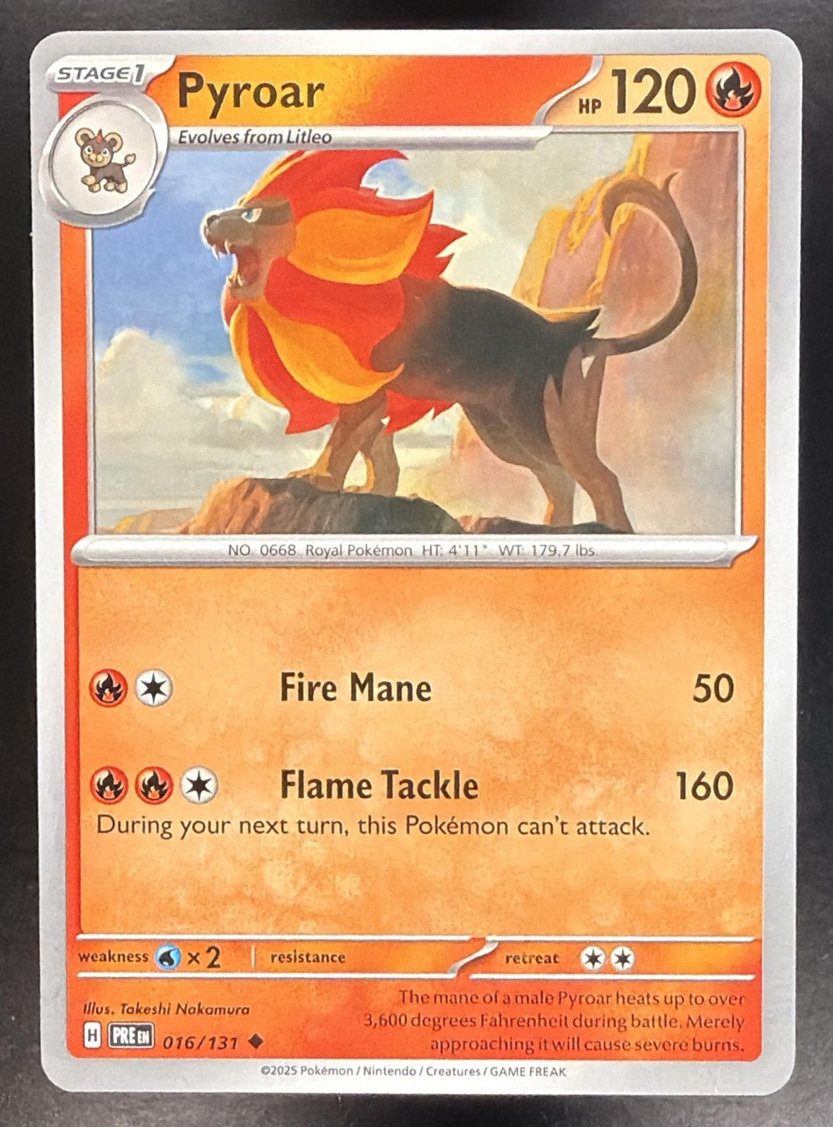PYROAR 2025 POKEMON PRISMATIC EVOLUTIONS #016/131
