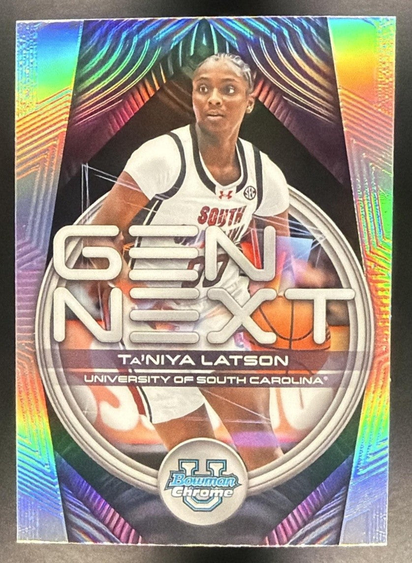 TA'NIYA LATSON 2025-26 BOWMAN #GN-16 GEN NEXT CHROME REFRACTOR GAMECOCKS