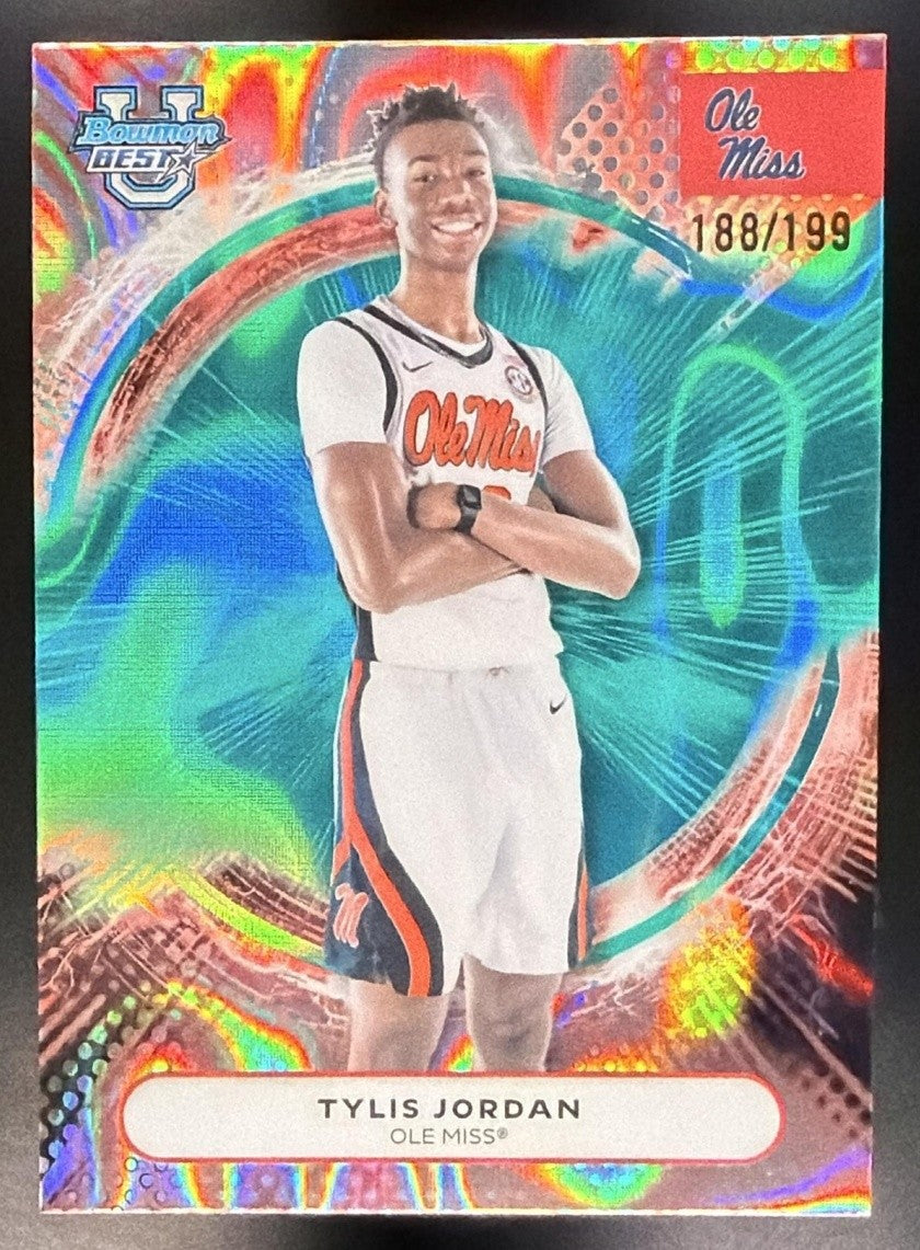 2025 Bowman Best University Tylis Jordan #8 Aqua Lava Refractor /199