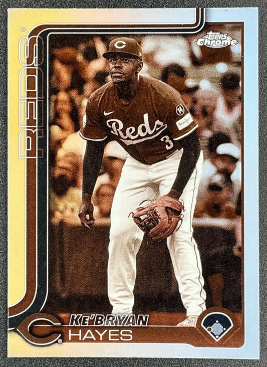 KE'BRYAN HAYES 2025 TOPPS CHROME UPDATE #USC13 SEPIA REFRACTOR REDS