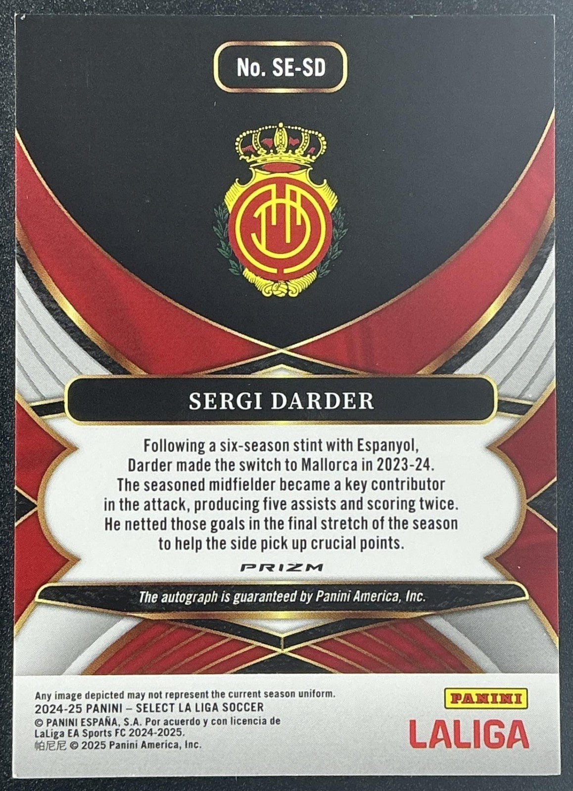 2024-25 Panini Select La Liga Sergi Darder Auto Blue Pulsar Select Signatures