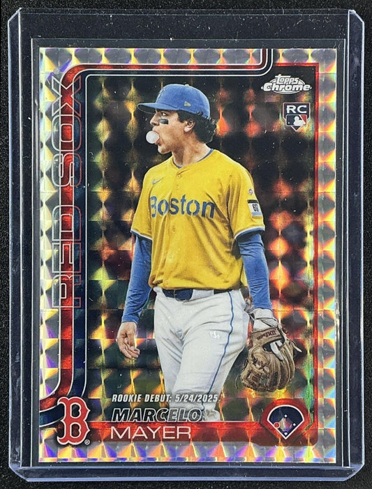 MARCELO MAYER 2025 TOPPS CHROME UPDATE #USC117 GEOMETRIC REFRACTOR RC RED SOX