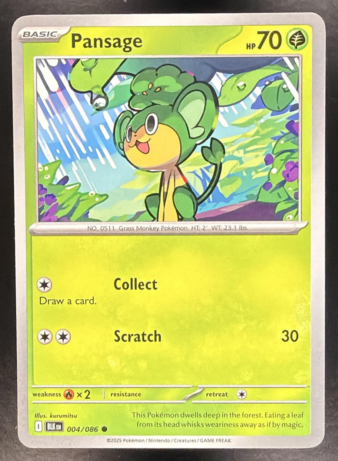 PANSAGE 2025 POKEMON BLACK BOLT #004/086 COMMON