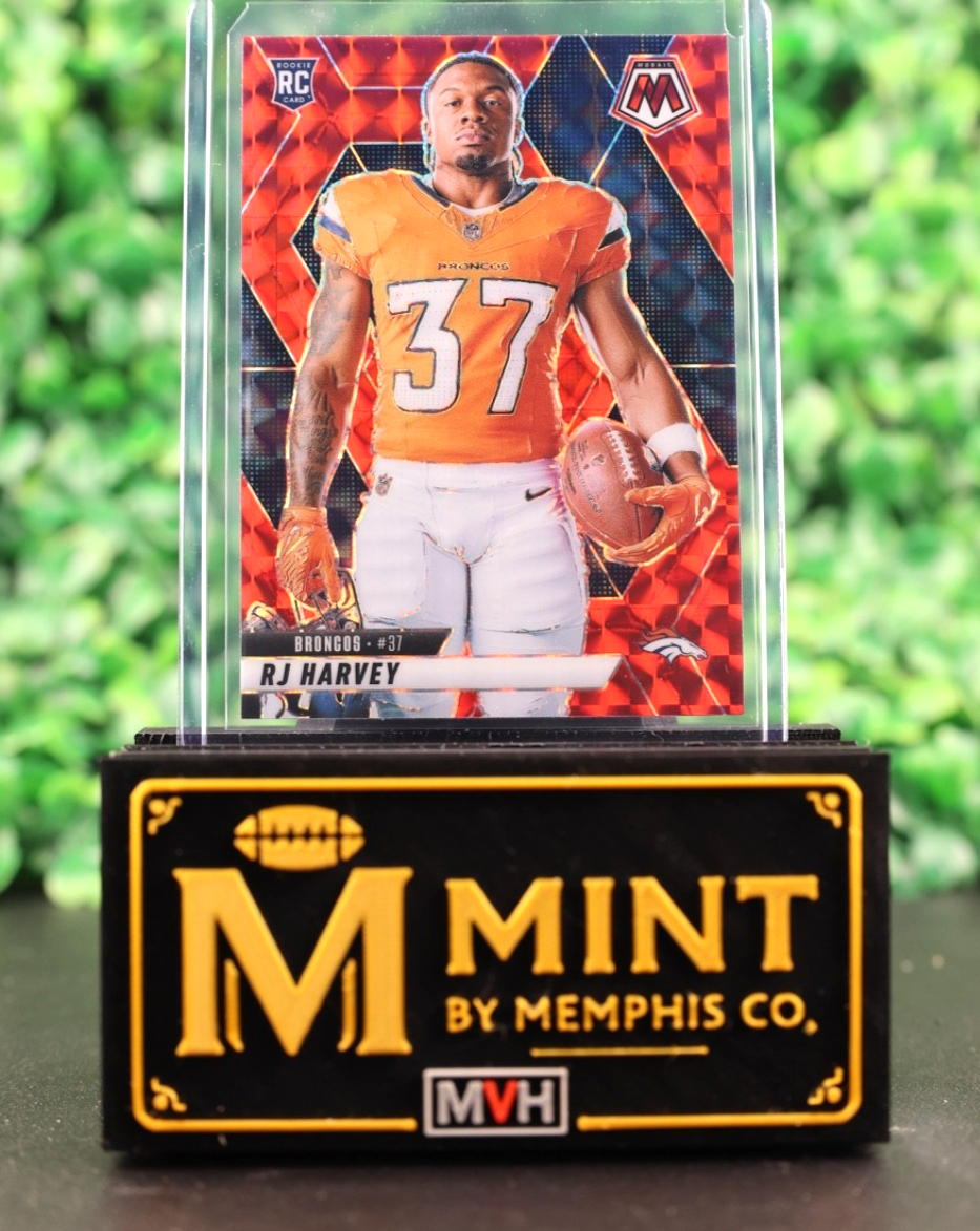 RJ HARVEY  2025 PANINI MOSAIC #284 VARIATION RED CAMO MOSAIC RC BRONCOS