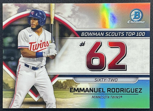 EMMANUEL RODRIGUEZ 2023 BOWMAN #BTP-62 SCOUTS TOP 100 CHROME TWINS