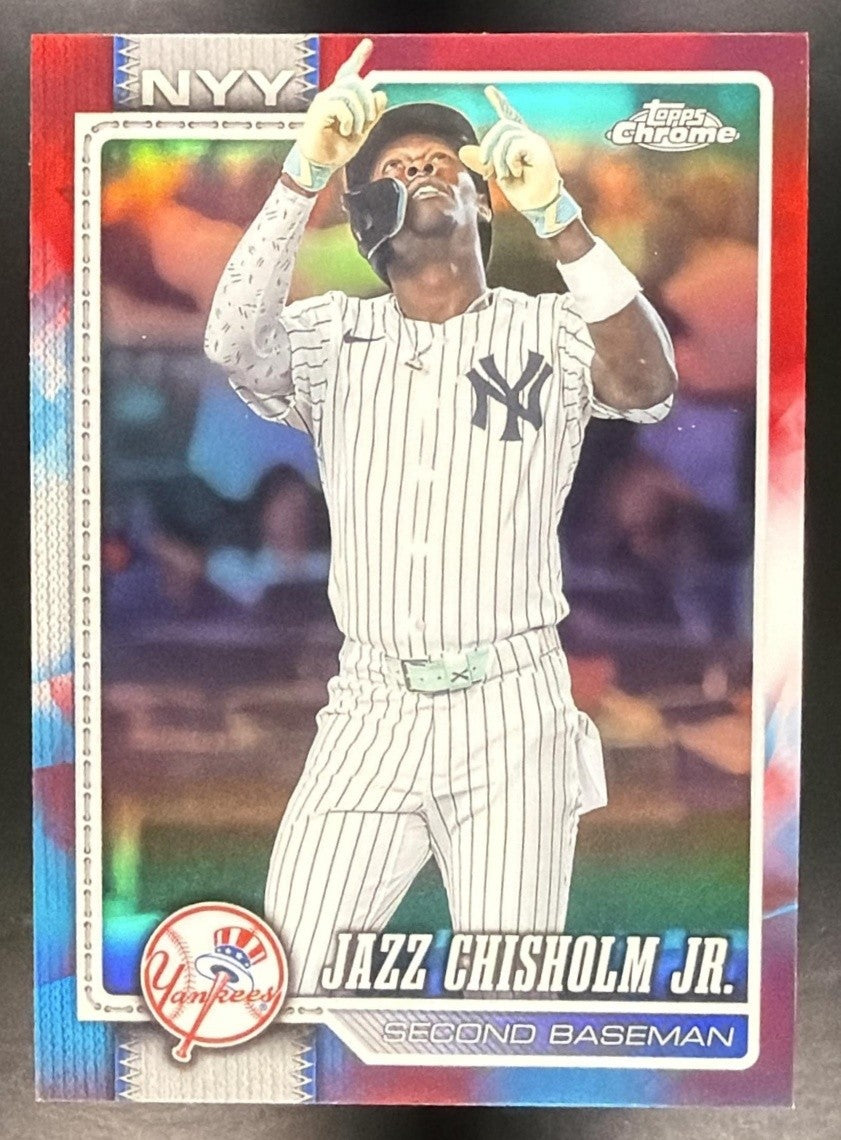 JAZZ CHISHOLM JR. 2026 TOPPS CHROME #61 RED WHITE AND BLUE REFRACTOR YANKEES