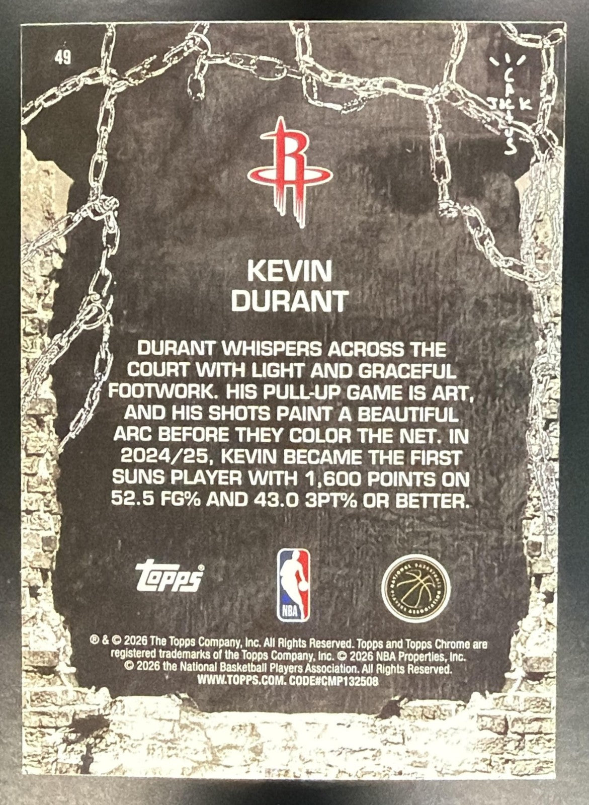 KEVIN DURANT 2025-26 TOPPS CHROME X CACTUS JACK #49 ROCKETS