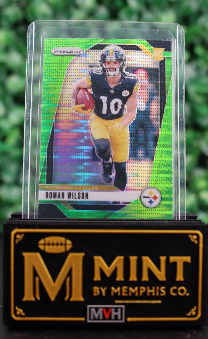 ROMAN WILSON 2024 PRIZM #384 NEON GREEN PULSAR PRIZM RC STEELERS